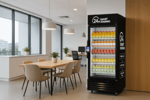 Smart cooler vending machine in Boston office cafe – Nova MicroMarket